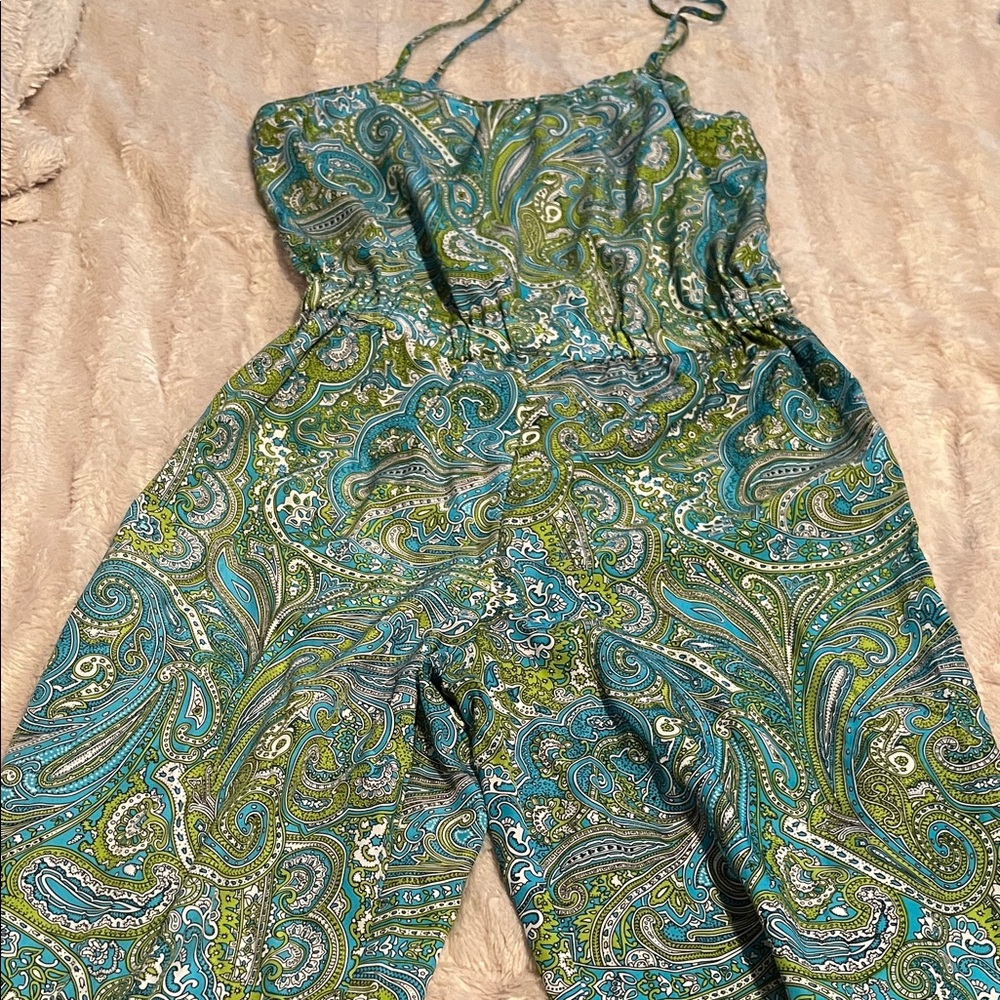 Michael Kors Green Paisley Jumpsuit